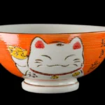 Cuenco de Arroz kawaii Maneki Neko verde de cerámica